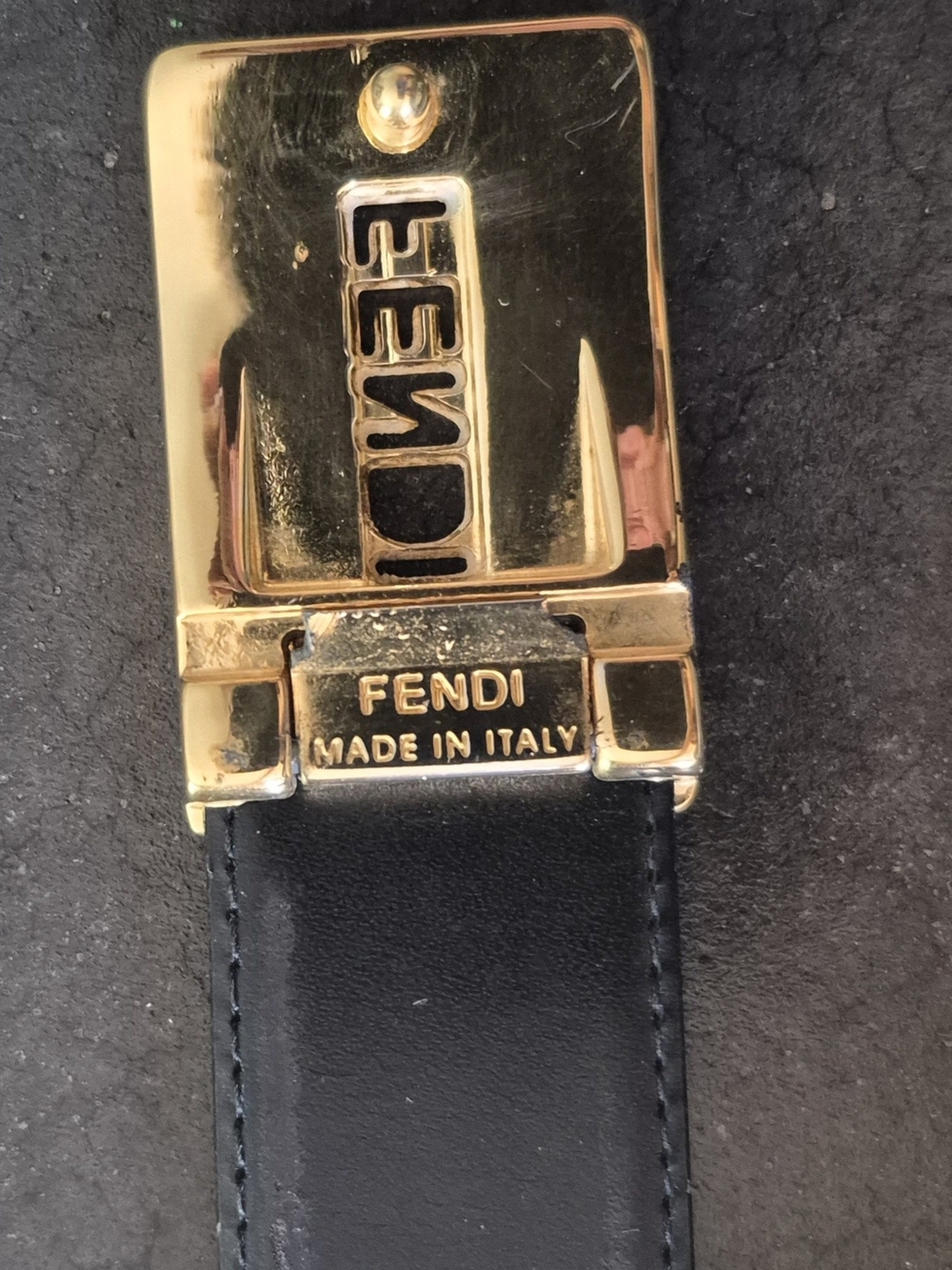 Fendi Black Leather Belt with Gold Fendi Plaque Buckle - Picture 4 of 4